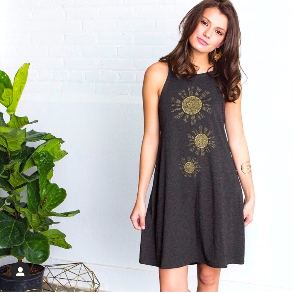 Tribal Sun Boho Organic Cotton Eco Tank Dress by Soul Flower